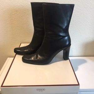 Coach Black Leather Gabi Baby Calf Boots 7.5M